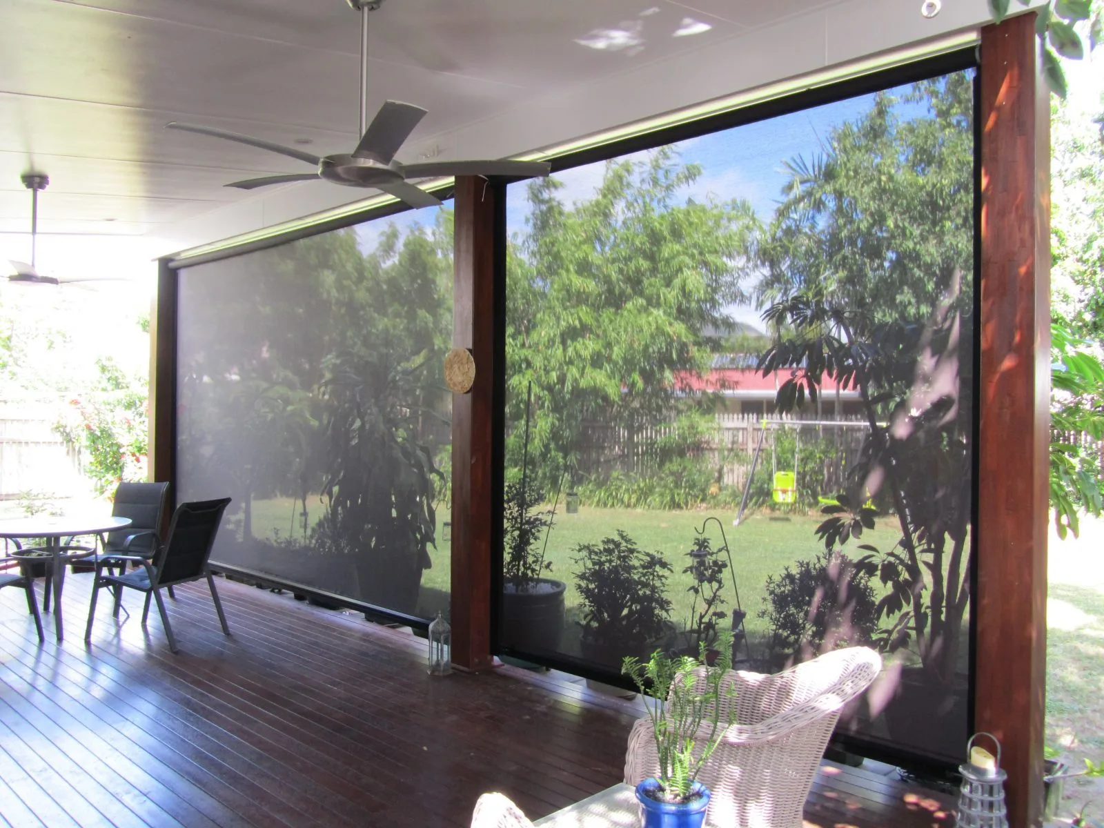 FABRIC ROLL UP PATIO BLINDS